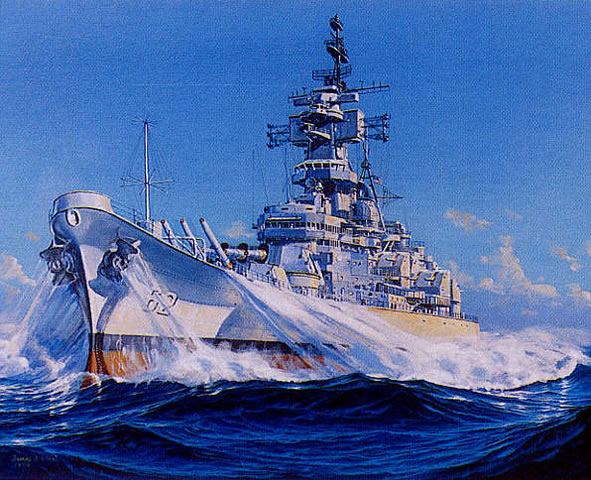 "USS New Jersey BB-62" - James Flood - Naval Art